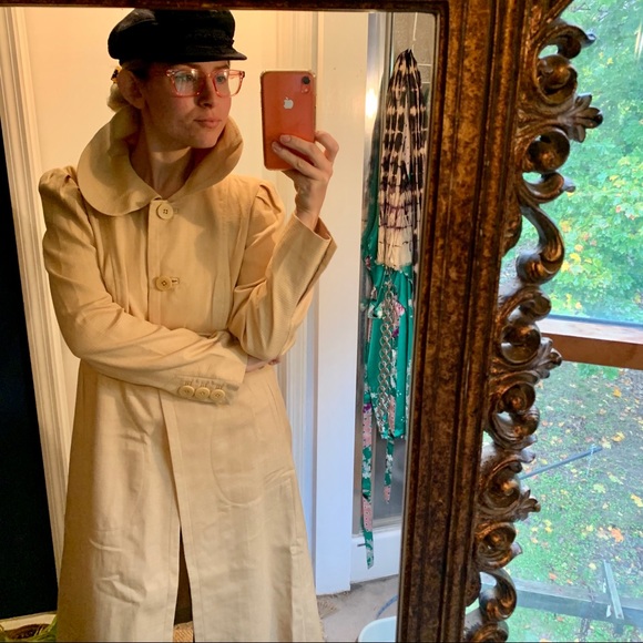 J Peterman Cotton Coat Trench Peter Pan Collar 8 - Picture 8 of 14